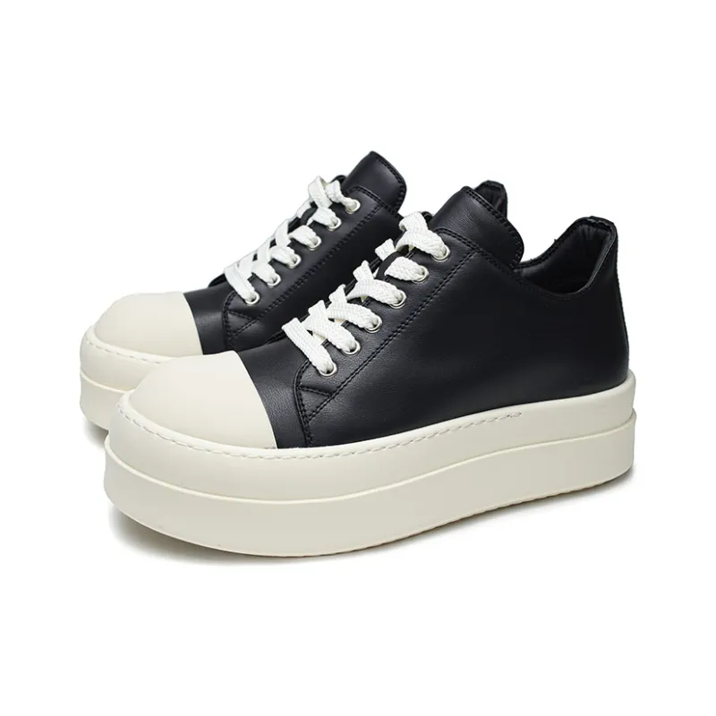 ΛOLUNKΛ Anti Slip Wear Resistant Low Top Skateboard Shoes Unisex Black-6