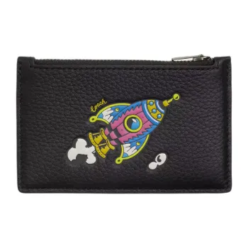 COACH Refined Pebbled Leather Card Holder Mini Women's Black