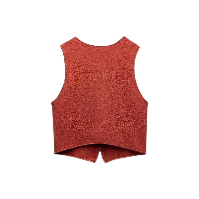 ZARA Vests Women's Red Brown-1