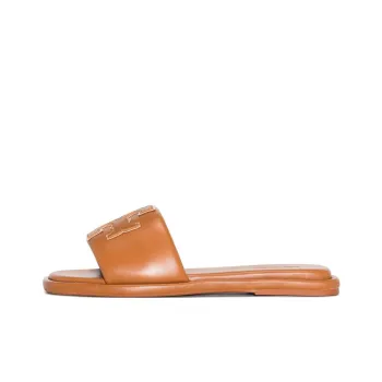 TORY BURCH Double T Sport Slide Sandal Bourbon Miele Gold Women's