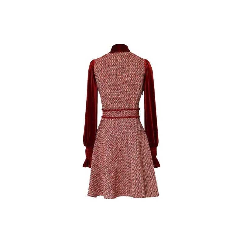 Duffy Fashion Long Sleeved Dresses Women's Red-1