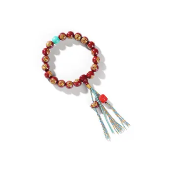 ZHANGKAKA Reconstructed Cinnabar Bracelets Unisex