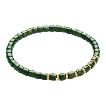 CHOW TAI SENG Hetian Jade Bracelet Plain Band With Cord Green Jade Unisex