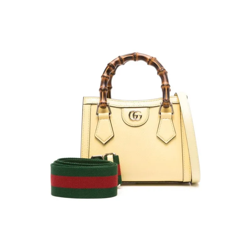 GUCCI Diana Calfskin Tote Bag Shopping Bag Handbag Small Size Women's Yellow-1