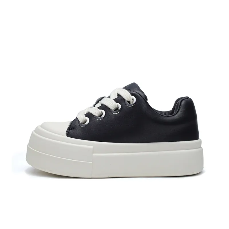 ΛOLUNKΛ Low Top Skateboard Shoes Unisex Black White-0