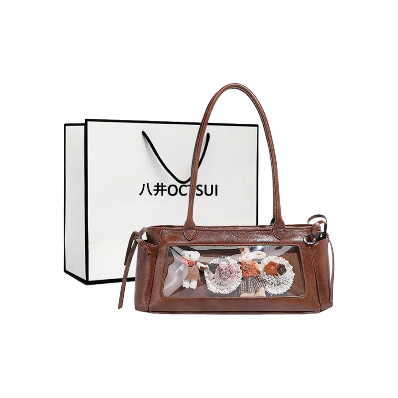 OCTSUI PU One Shoulder Handbags Medium Size Women's Ecru/Red/Brown Black-10
