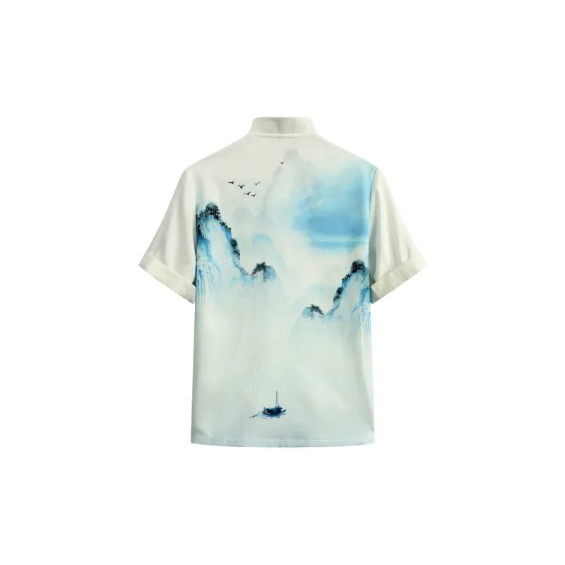XUANSHENG Shirts Men Sky Meets Water-4