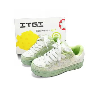ITGI Anti Slip Wear Resistant Low Top Skateboard Shoes Women's Beige Green