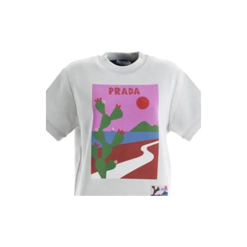 PRADA SS23 Drop Shoulder Sleeve T-Shirt Women's White-1