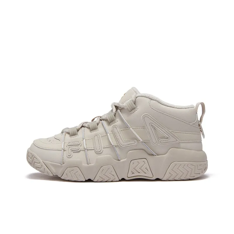 FILA FUSION BARRICADE Warm Slip Resistant Mid Top Vintage Basketball Shoes Men's Oat Yellow-0