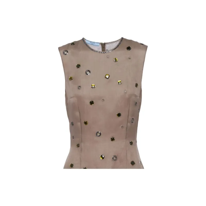 PRADA Eyelet-Embellished Sleeveless Dress-1