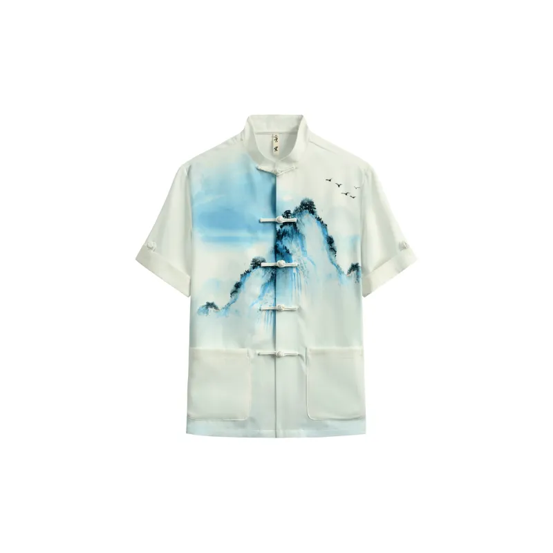 XUANSHENG Shirts Men Sky Meets Water-5