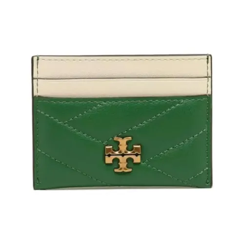 TORY BURCH Quilting Leather Card Clip Wallets Women's Green