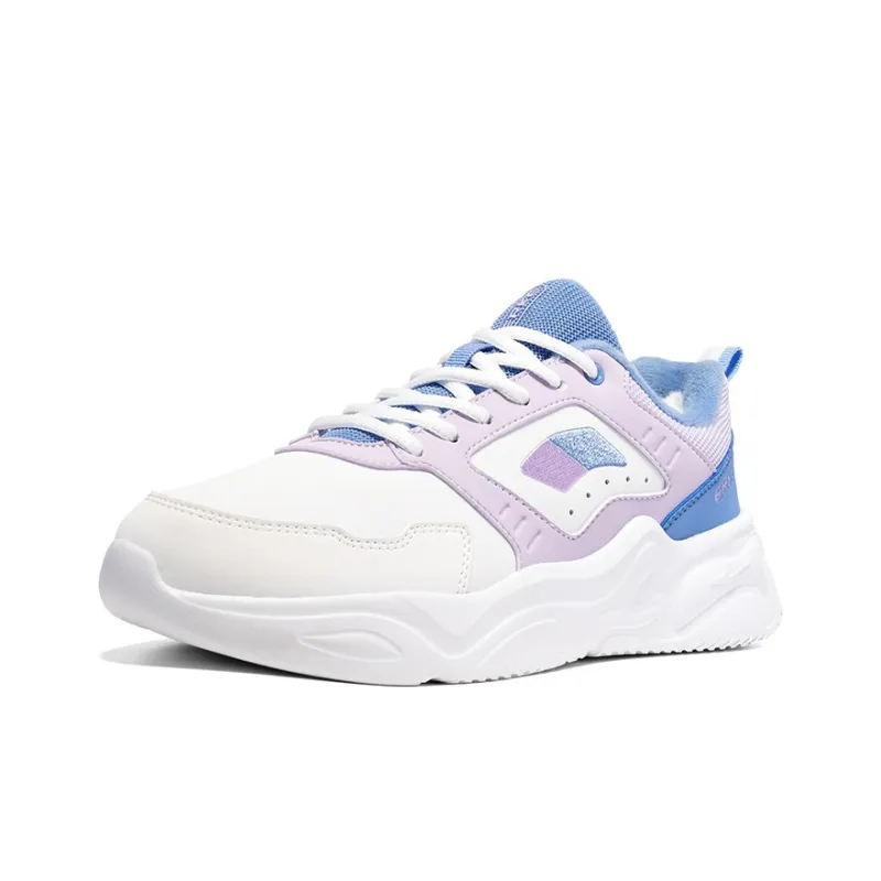 Erke Anti Slip Wear Resistant Low Top Casual Shoes Women's White Purple-2