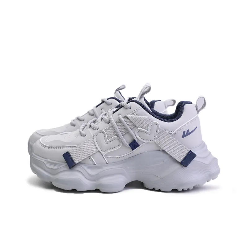 Warrior 1927 Wear-Resistant Lightweight Height Increasing Low-Top Chunky Sneakers Women's Gray-2