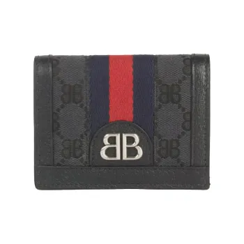 Balenciaga GUCCI Heavyweight Collaboration Cow Leather Card Holder Women's Black
