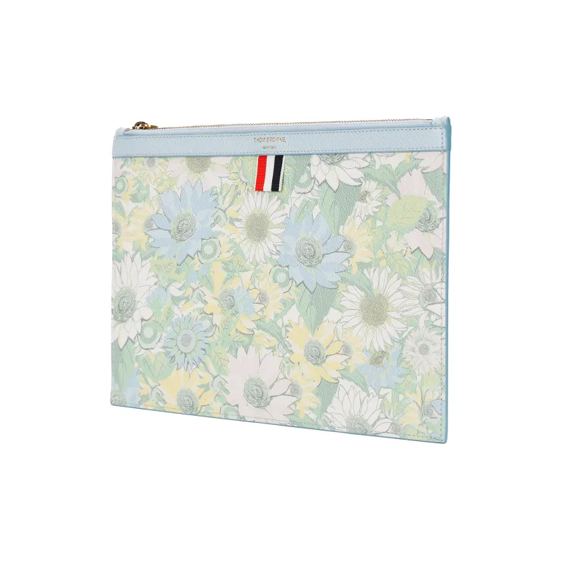 THOM BROWNE· Eggstone Grain Leather Clutch Men's Light Blue-2