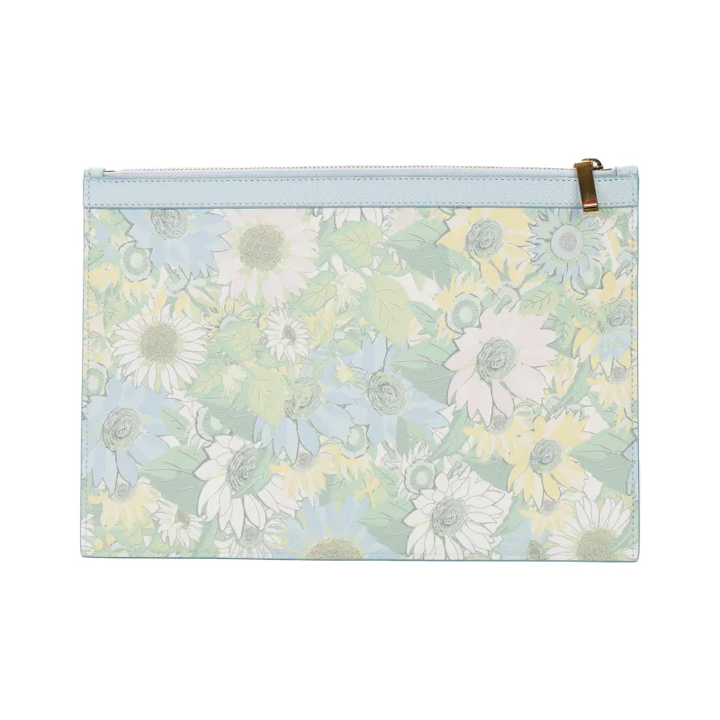 THOM BROWNE· Eggstone Grain Leather Clutch Men's Light Blue-4
