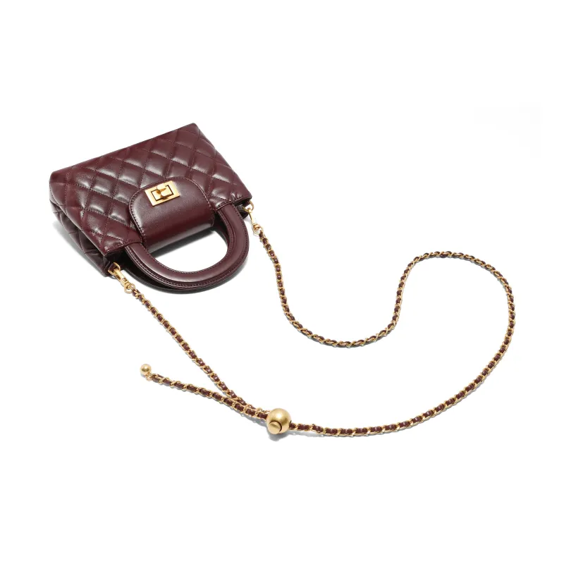 BELLE Cow Leather With Artificial Leather Handbag Medium Size Women's Black-13