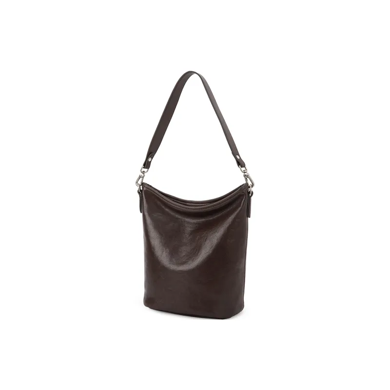 VENOF Cow Leather Portable Crossbody Bag Shoulder Bag Small Size Women's Lihai Black/Twilight Black-2