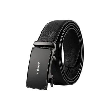 MILLIE'S Cow Leather Leather Belts Men's Black Width  3.5cm