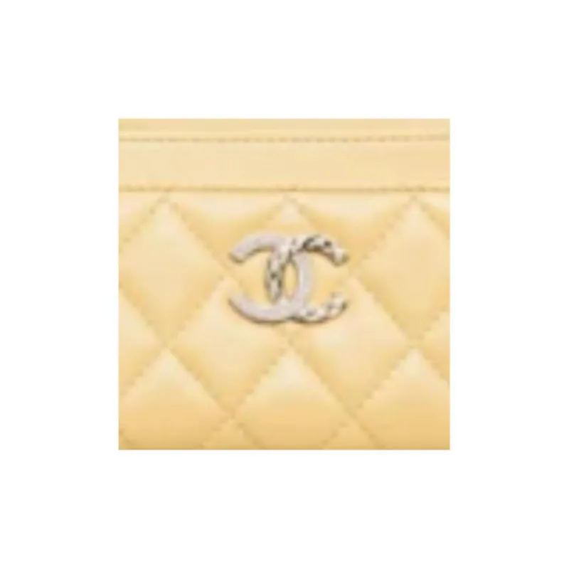 CHANEL Lambskin Card Holder Women's Light Yellow-1