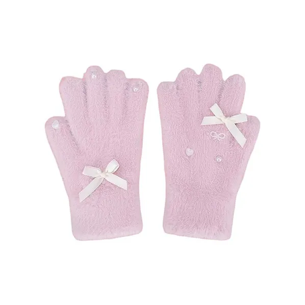 Peach Tea Plush Knit Gloves Women's-9