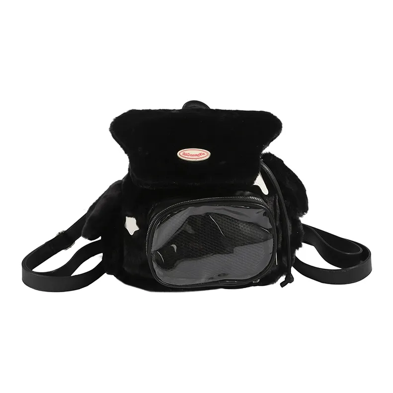 LUVISTRUE Plush Backpack Regular Women's White/Black-7