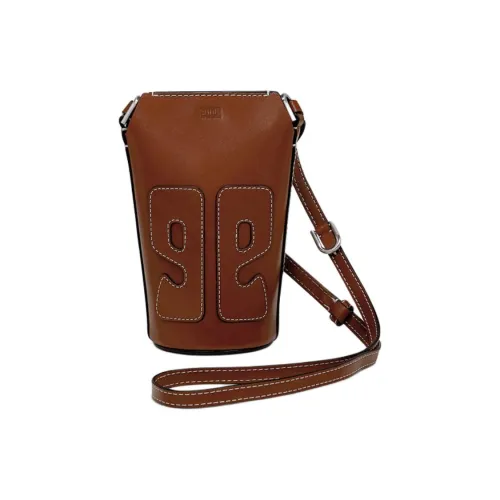 Ecco Cow Leather Bucket Bags Shoulder Bag Crossbody Bag Handbag Small Size Women's Almond Brown