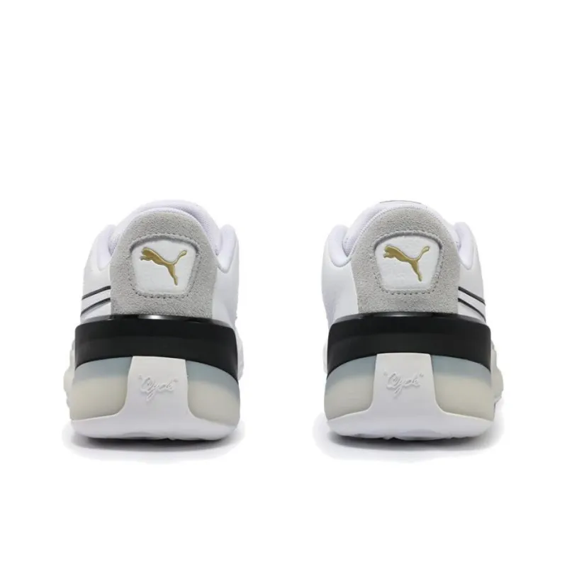 PUMA Clyde Hardwood Anti Slip Wear Resistant Low Top Basketball Shoes Unisex Black White-3