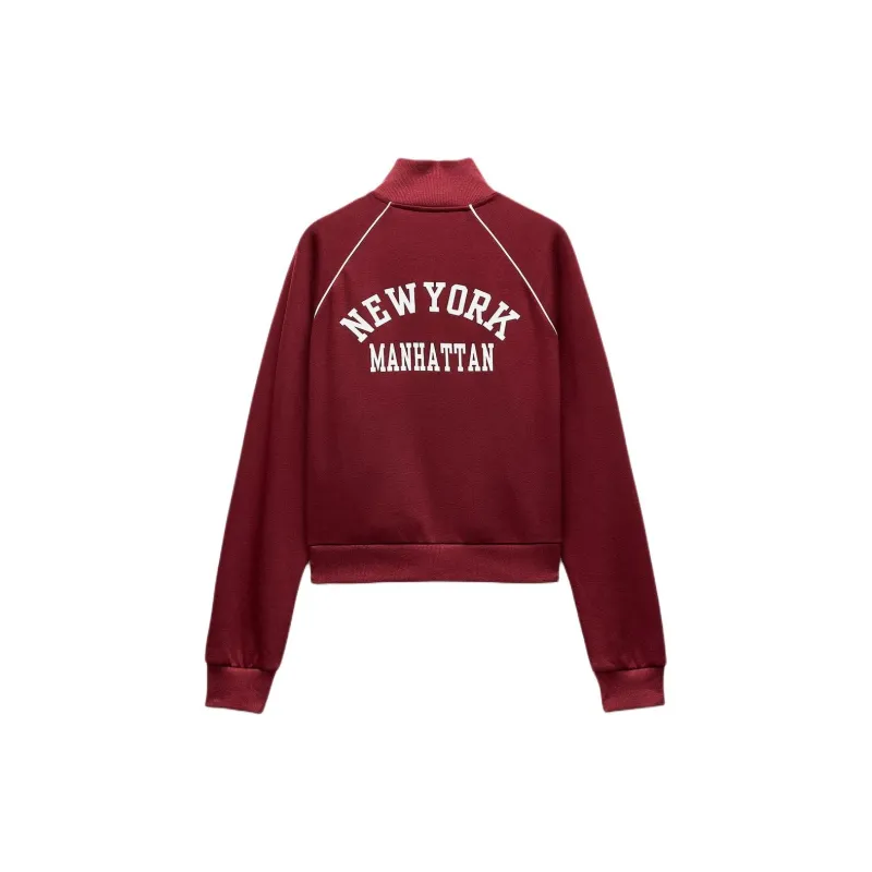 ZARA Sweatshirt Women's Burgundy-1