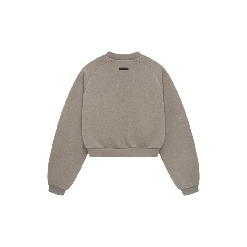 Fear Of God Essentials Women's Fleece Cropped Crewneck FW24 Heather Gray-1