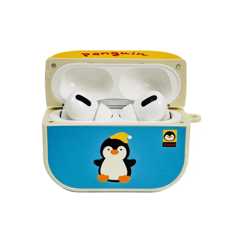 Wei Xin Compatibility Apple AirPods 4/2/3/4th Generation/AirPods Pro/Pro 2 Leather Penguin Pendant Headphone Cases-5