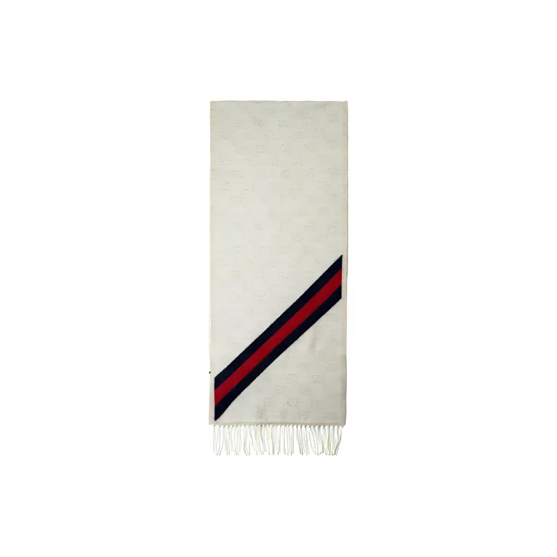 GUCCI Wool Knit Scarves Unisex Cream-0