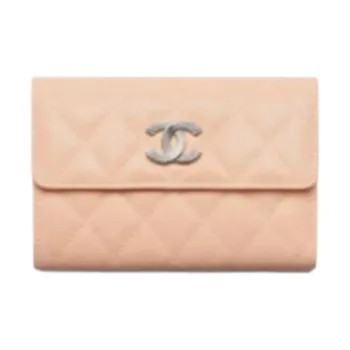 CHANEL Calfskin Wallet Women's Beige