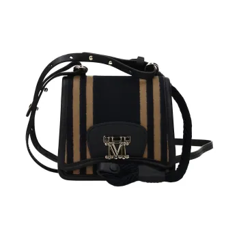 MaxMara Leather Textile Patchwork Shoulder Bag Women's Blue & Brown