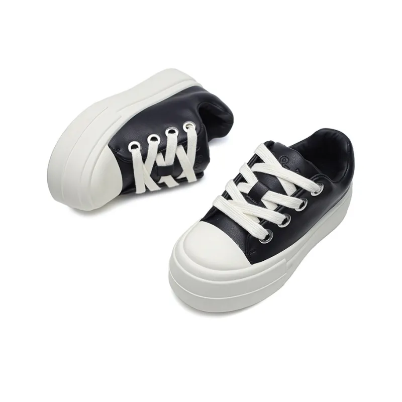 ΛOLUNKΛ Low Top Skateboard Shoes Unisex Black White-7