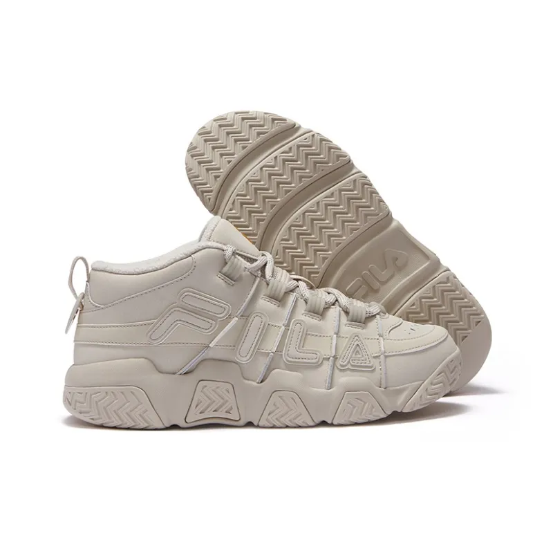 FILA FUSION BARRICADE Warm Slip Resistant Mid Top Vintage Basketball Shoes Men's Oat Yellow-4