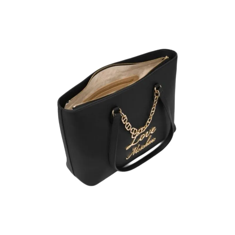 MOSCHINO Polyurethane Tote Bag Handbag Shoulder Bag Women's Black-2