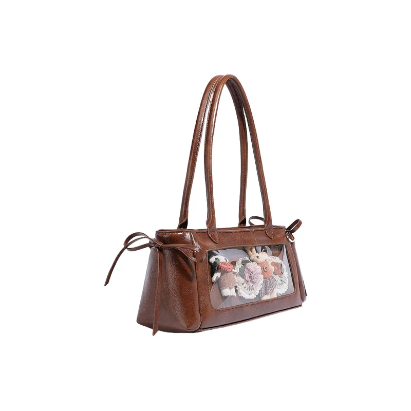 OCTSUI PU One Shoulder Handbags Medium Size Women's Ecru/Red/Brown Black-11