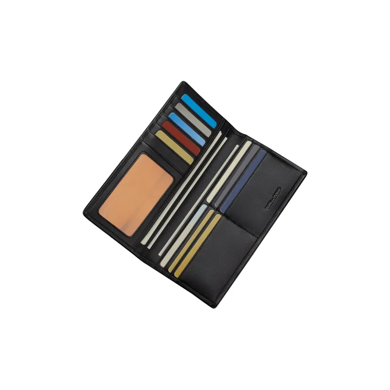 WilliamPOLO Top Grain Cow Leather Cropped Premium Wallet With Multiple Card Slots And Money Clip Men's Black-12