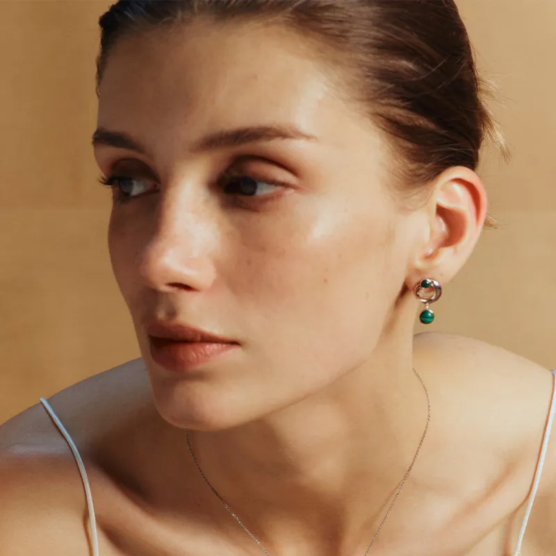 HUSSAIN Malachite Earrings Women's-1