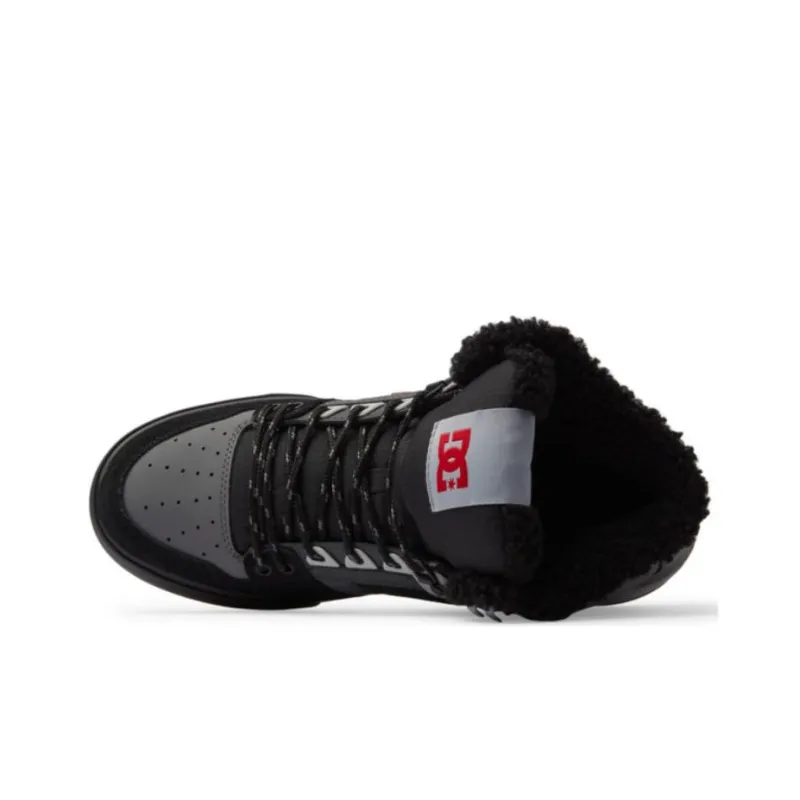 DC Shoes Pure High WNT Anti Slip Wear Resistant High Top Casual Shoes Men's Gray Black Red-2