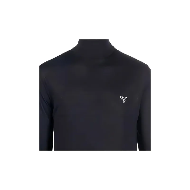 PRADA Logo Fine-Knit Turtleneck Jumper-2