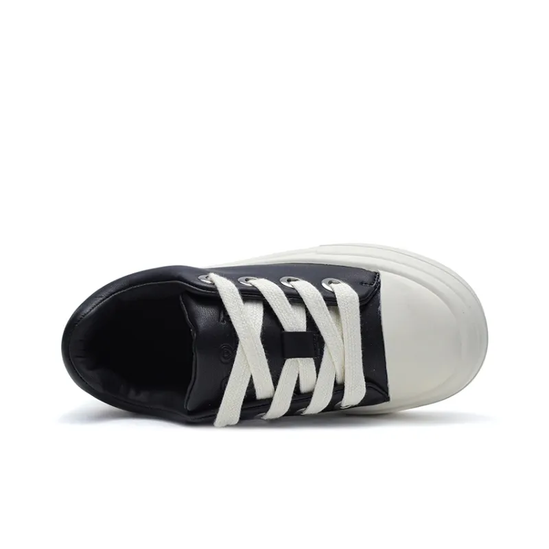 ΛOLUNKΛ Low Top Skateboard Shoes Unisex Black White-3