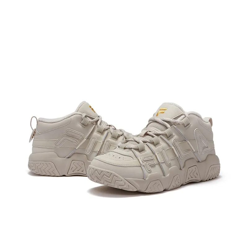 FILA FUSION BARRICADE Warm Slip Resistant Mid Top Vintage Basketball Shoes Men's Oat Yellow-3