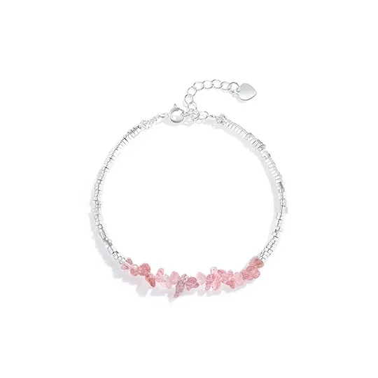 TIANJUE S925 Sterling Silver, Strawberry Quartz Bracelets Unisex-2