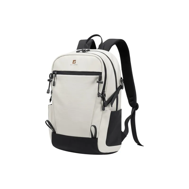 GOLF Fabric Backpack Large Size Unisex Ecru With Black/Macaron Tea Brown-0