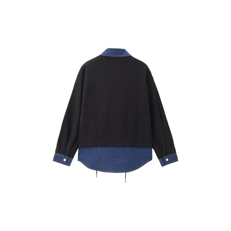 UNIQLO Shirt Women's Denim Blue Spelled Black-1