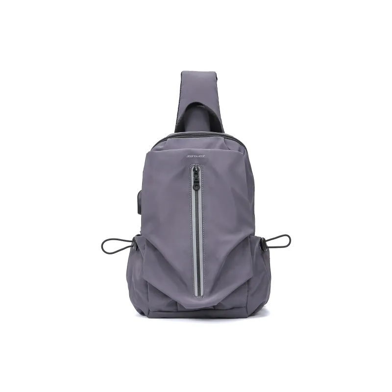 JEANSWEST Fabric Sling Bag Crossbody Bag Backpack Regular Unisex Black/Gray-7